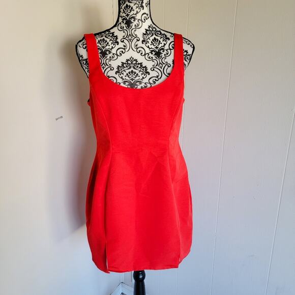 Asos Design Red Scoopneck Bodycon Mini Dress - Picture 1 of 3